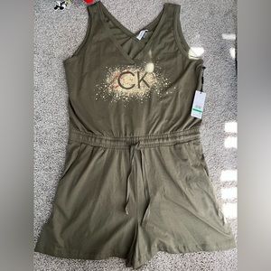 Calvin Klein green romper nwt